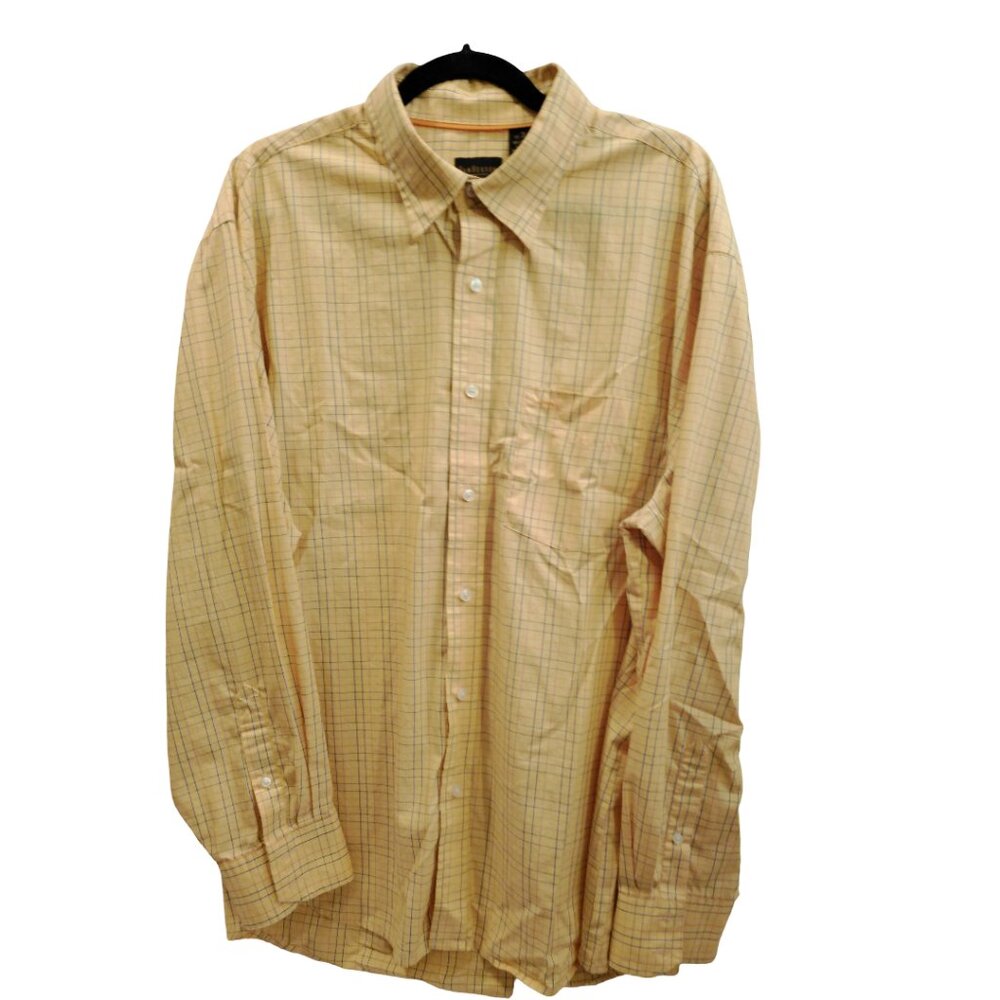 Van Heusen Wrinkle-Free Yellow Plaid Button Down Shirt XL ✨50% Off Bundles 3+